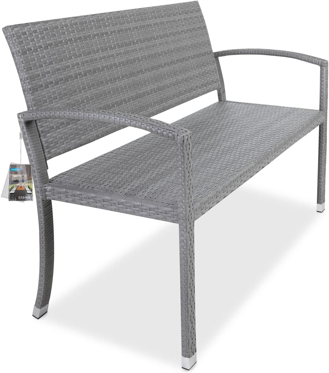 2 Seater Rattan Garden Bench Outdoor Patio Love Seat Grey