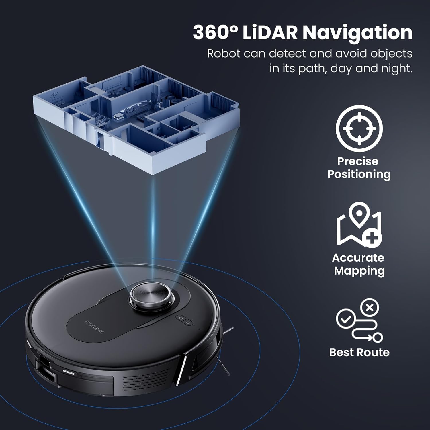 Robot Vacuum Mop Self Empty 6000Pa LiDAR 200Min WiFi Pet Hair