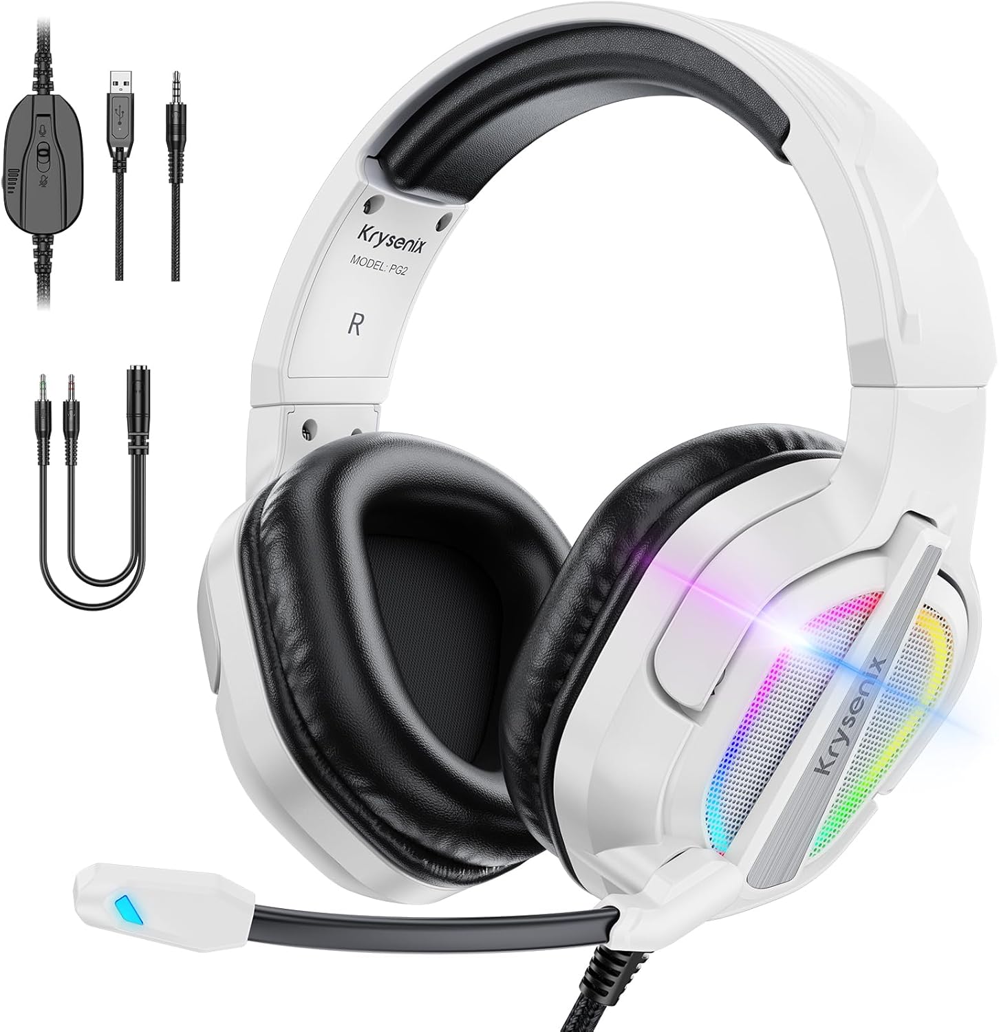 Wired Gaming Headset 54mm Drivers Noise Cancelling Mic RGB