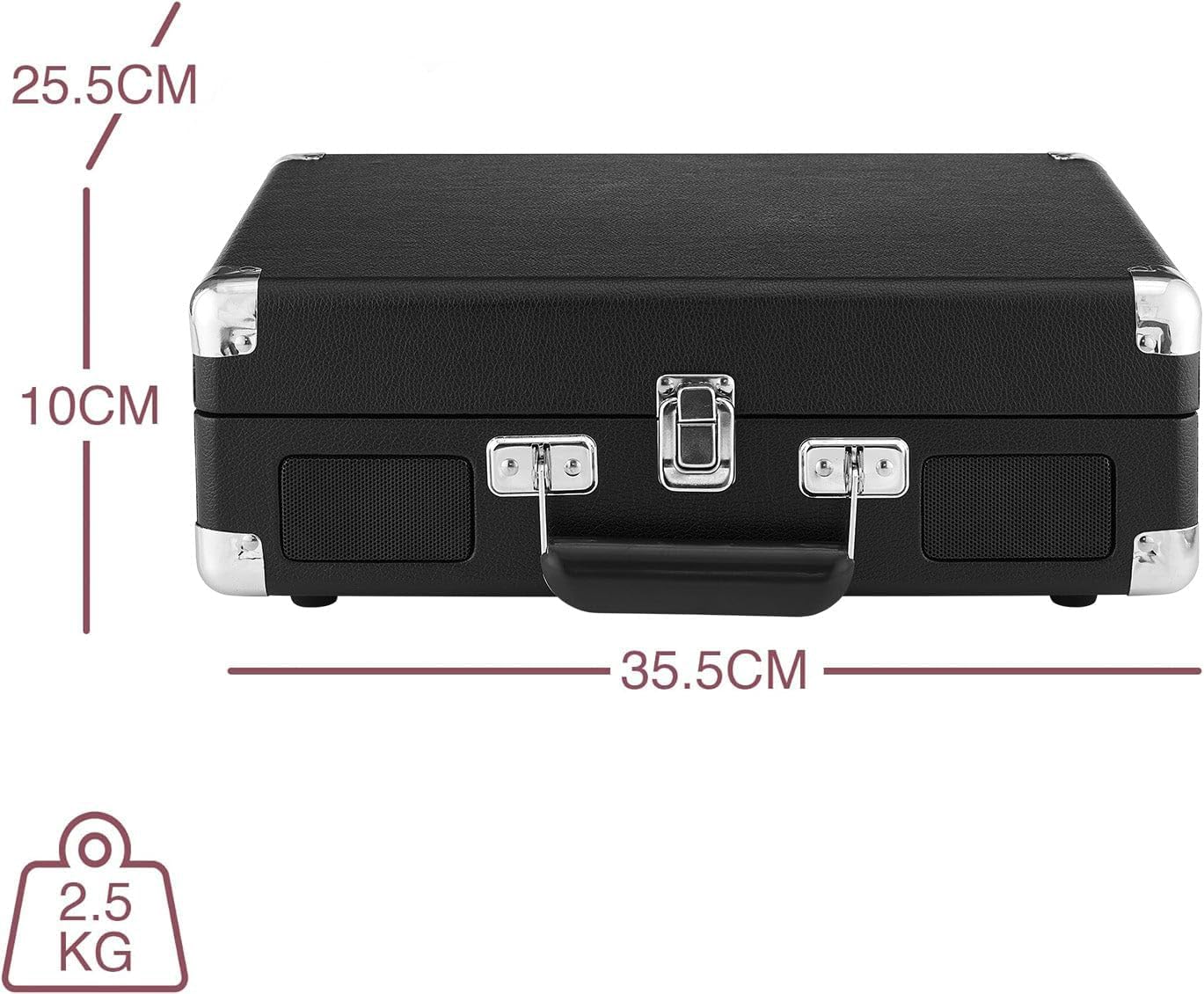 Portable Bluetooth Suitcase Record Player Black