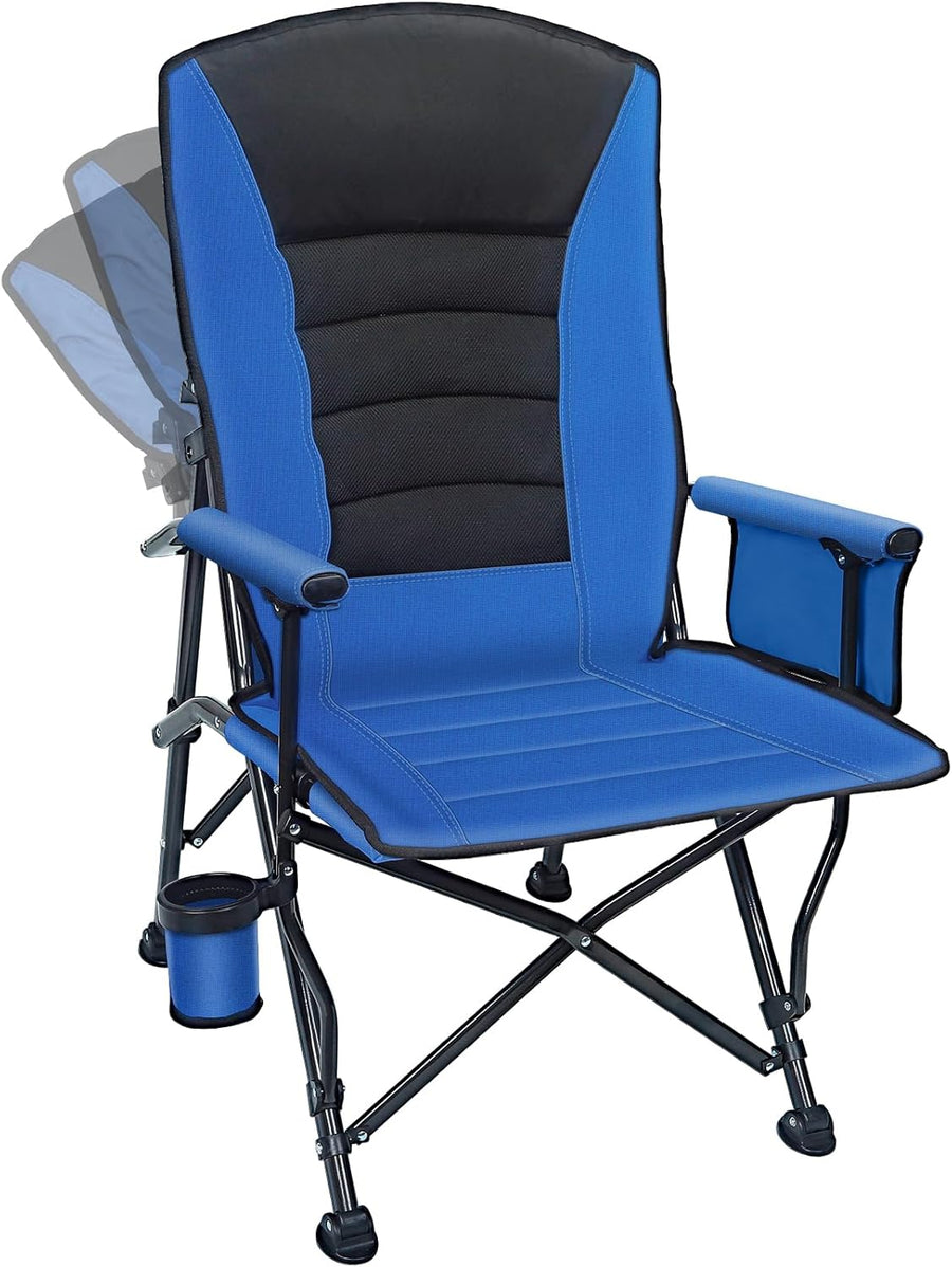 Adjustable Reclining Camping Chair with Lumbar Support Blue
