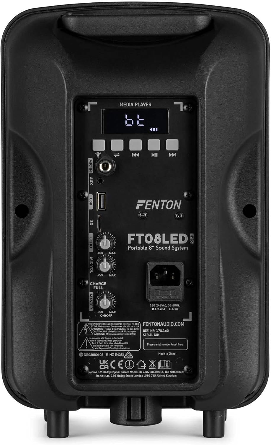 Portable PA Speaker 300W 8 Inch Bluetooth LED Wireless Mic