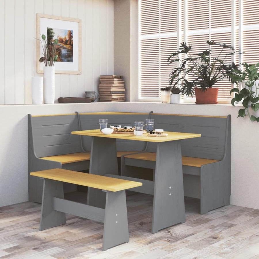 Wooden Dining Table & Bench Set Pine Outdoor Garden