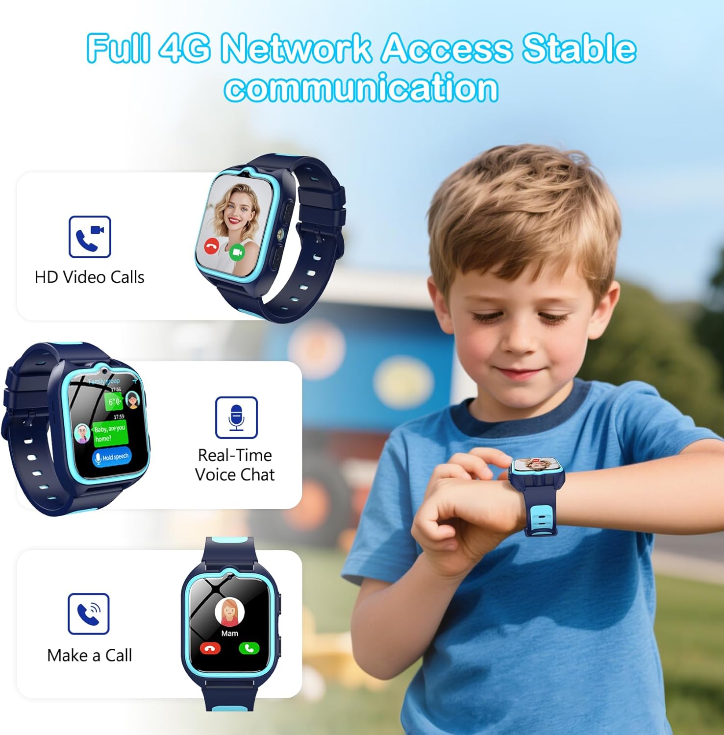 Kids 4G Smart Watch GPS Video Call SOS 1.75 Screen