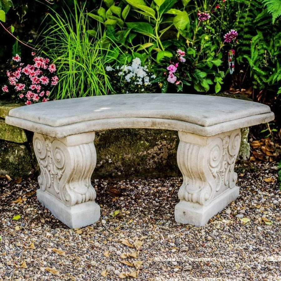 Stone Garden Bench Curved Georgian Style Outdoor Patio Seat