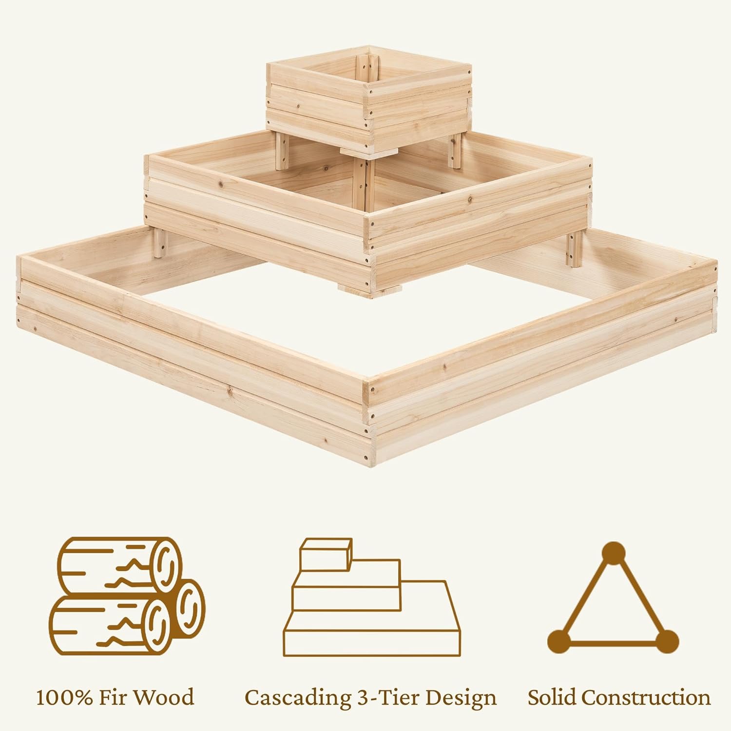 Wooden Raised Garden Bed 3 Tier Planter Box Outdoor Herb Veg Bed