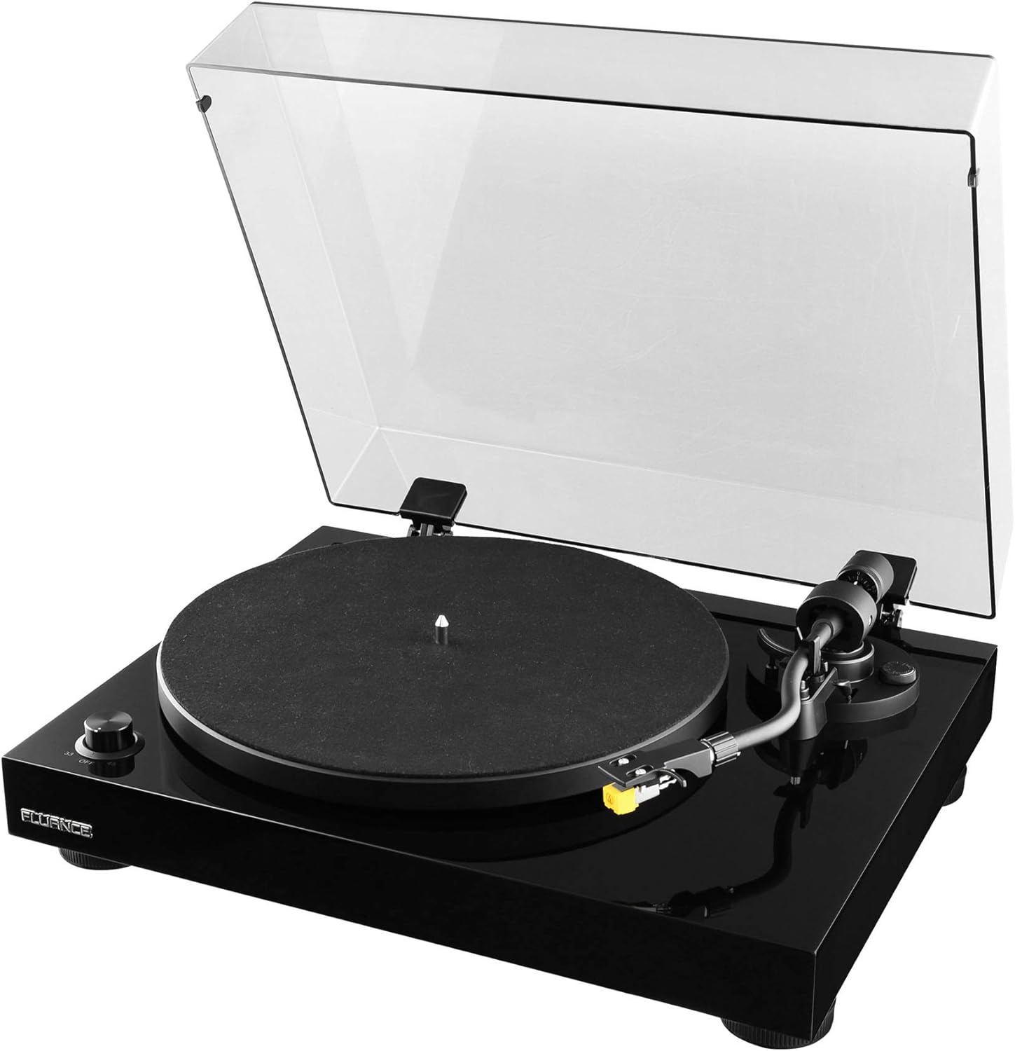 High Fidelity Belt-Drive Vinyl Record Player with Preamp & Wood Plinth