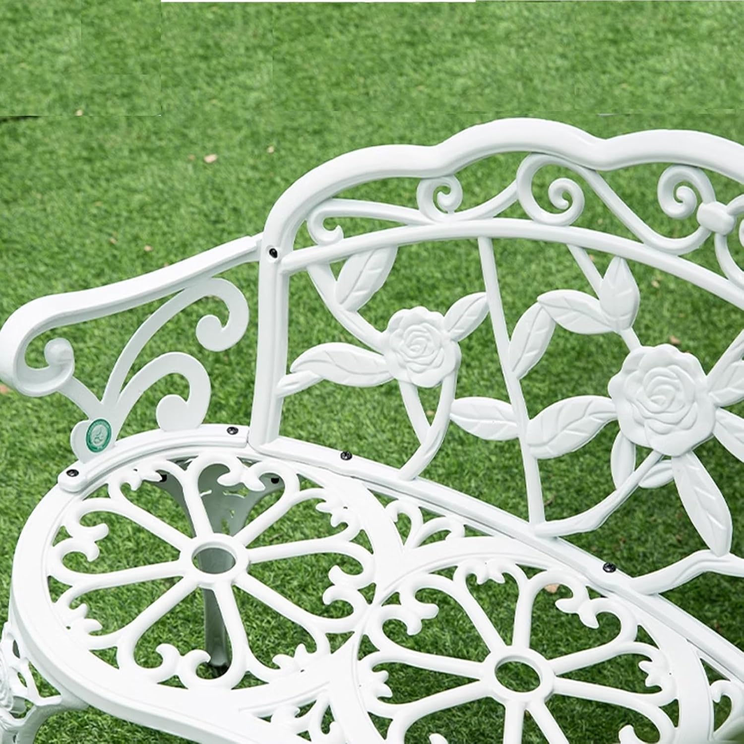 Metal Garden Bench 100cm Outdoor Patio Seat with Backrest Bronze