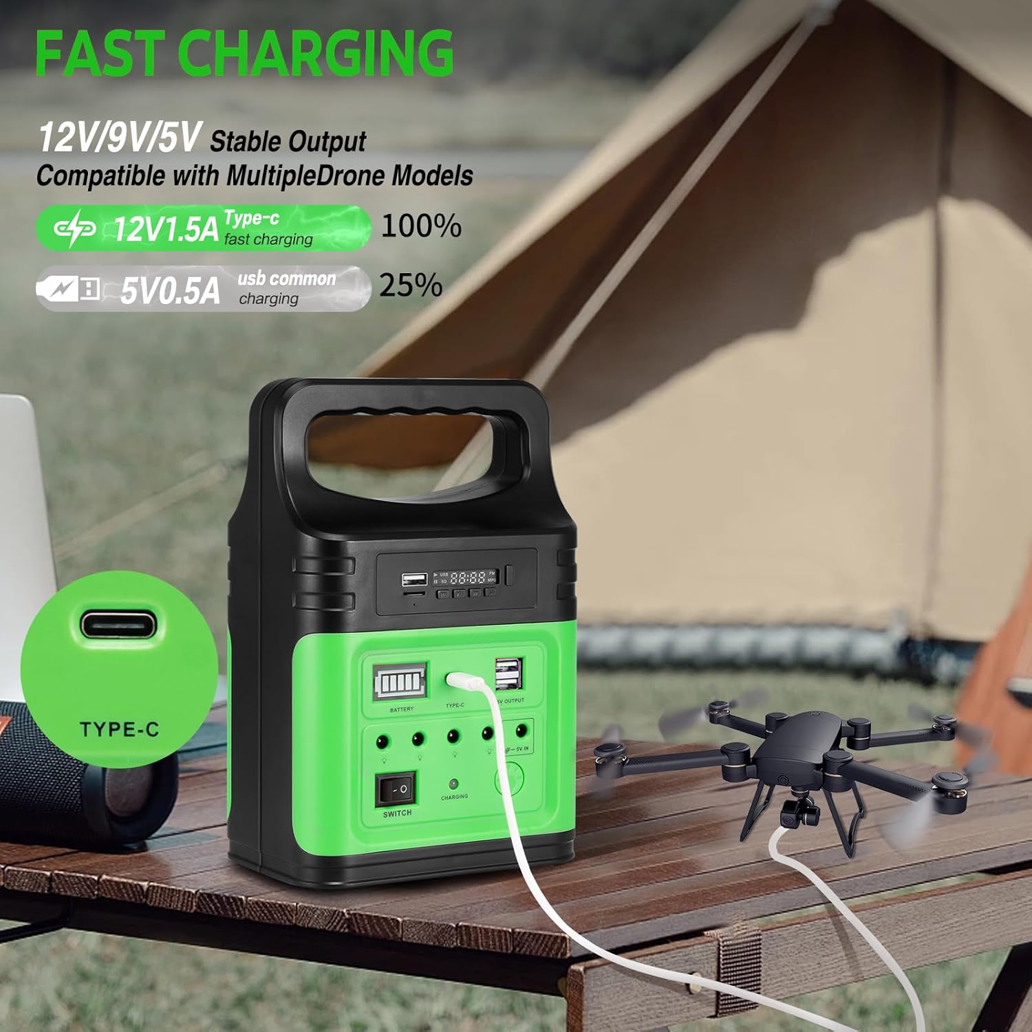 20000mAh Solar Power Bank Station 12V Portable Generator USB C