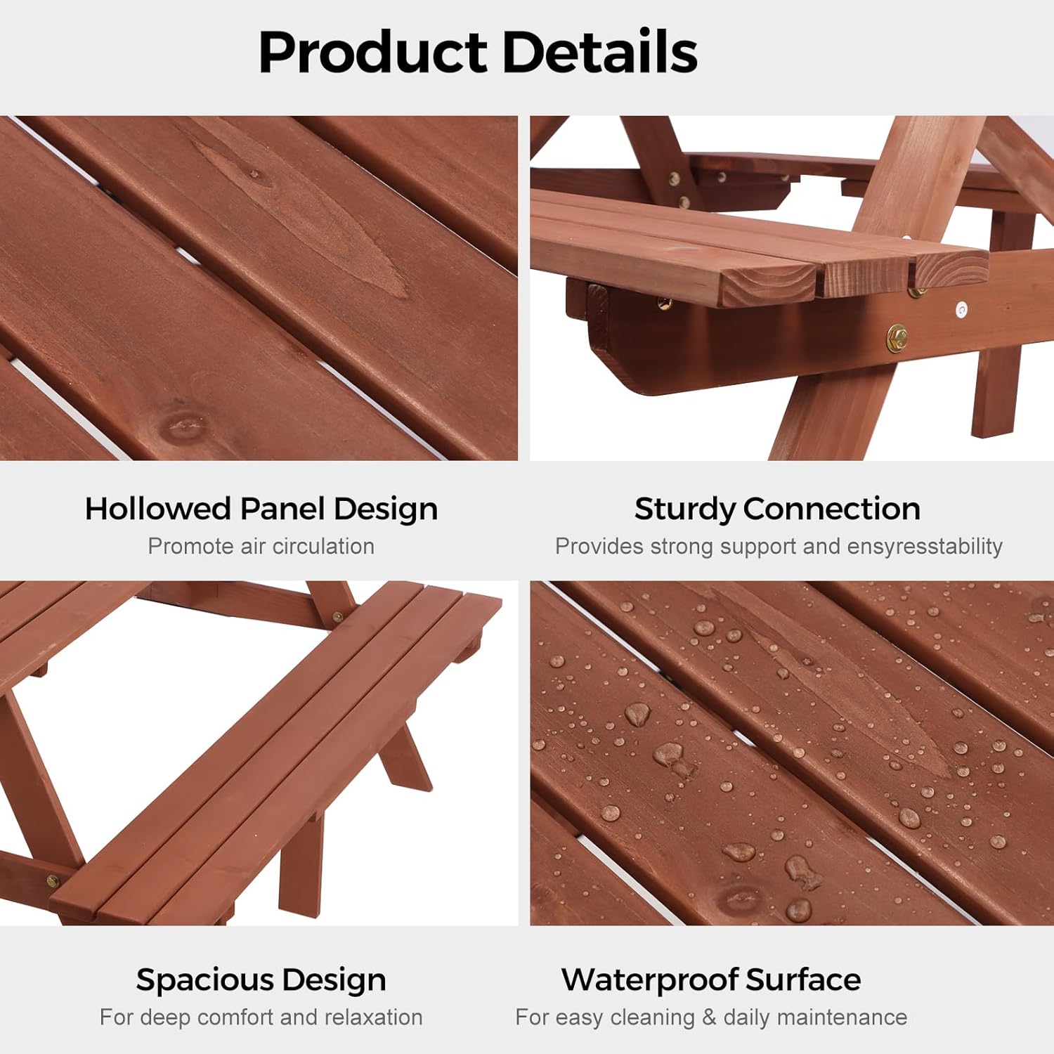 6 Seater Wooden Picnic Table Bench Set Garden Patio w/Parasol Hole