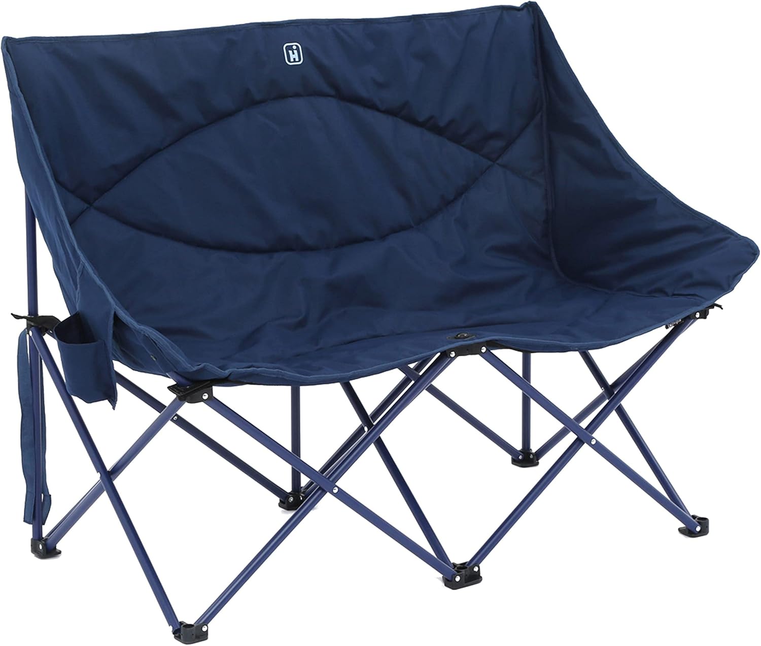 Double Quilted Camping Chair for 2 Folding Blue Seat
