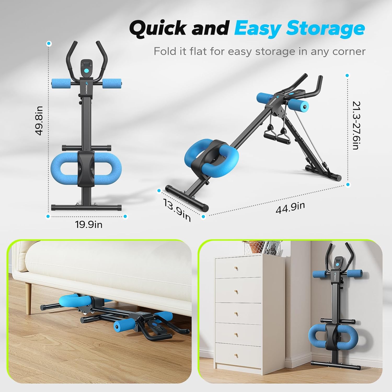 Adjustable Ab Machine Foldable Core Trainer Home Gym Workout w/ LCD