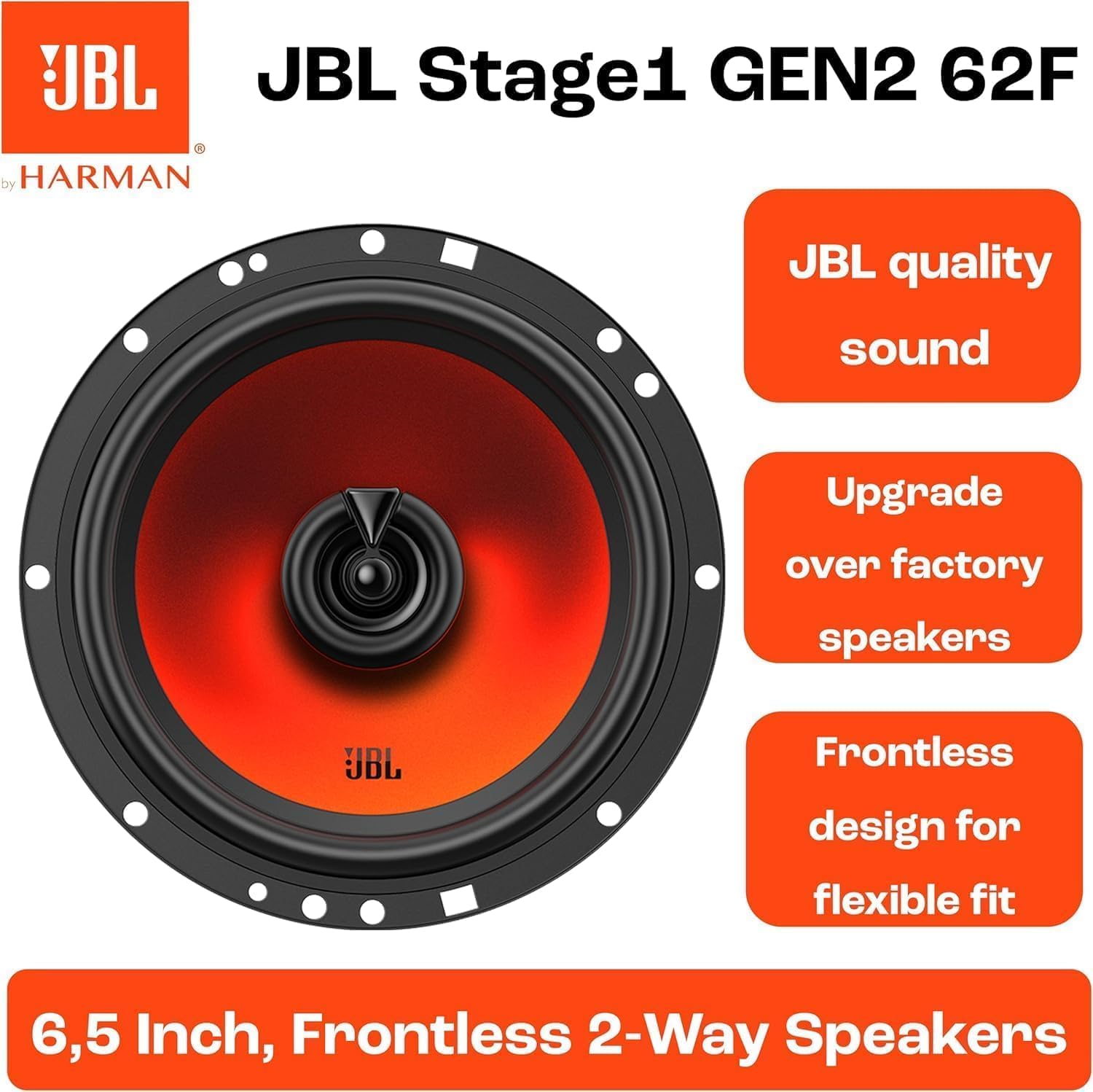 6.5 Inch Car Speakers 220W 2 Way Coaxial OEM Replacement Pair