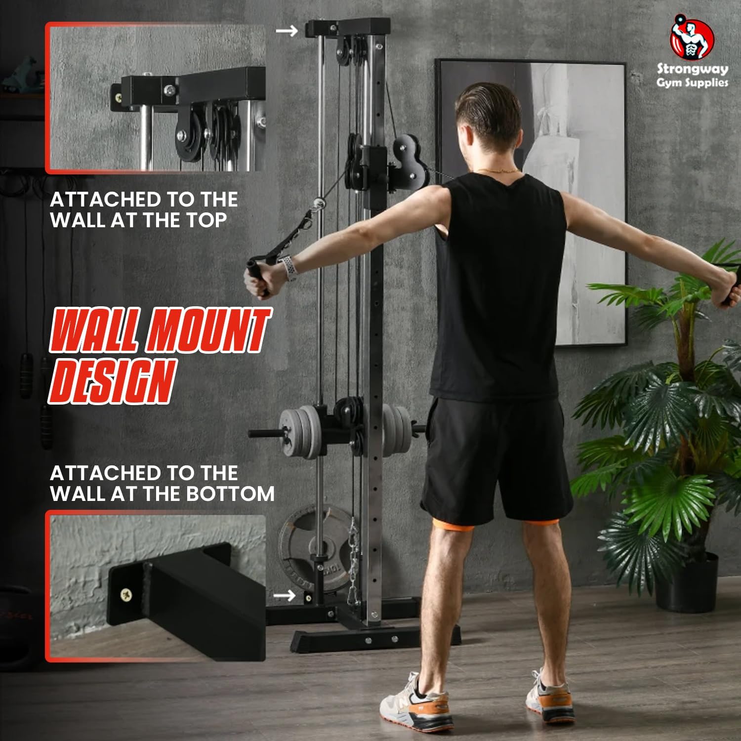 Wall Mounted Cable Crossover Home Gym Pulley Machine 250kg