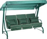 3 Seater Garden Swing Seat Green Canopy Luxury Cushions