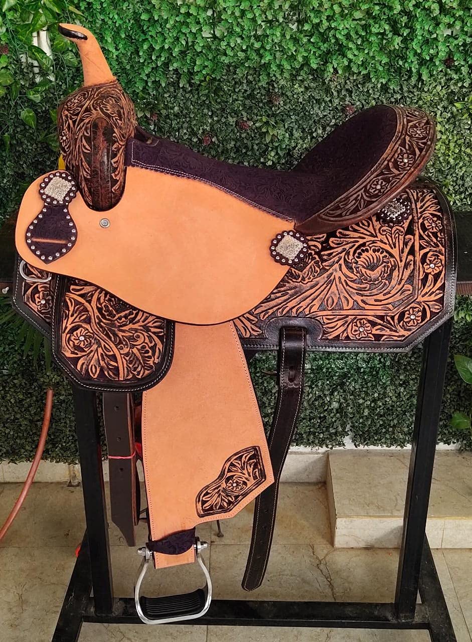 Leather Western Horse Saddle 14 Inch Barrel Trail Seat