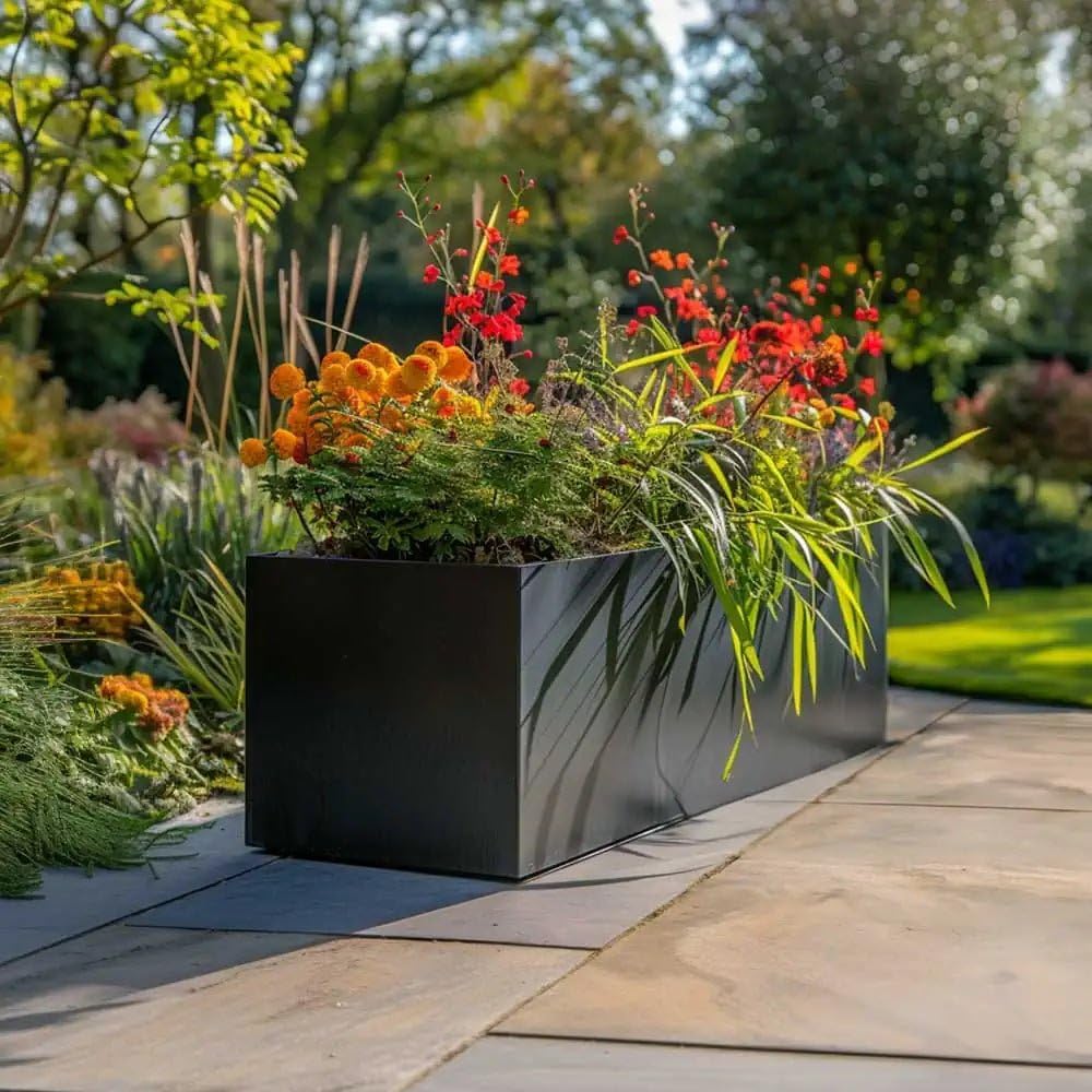 Zinc Galvanised Trough Planter 120cm Matte Black