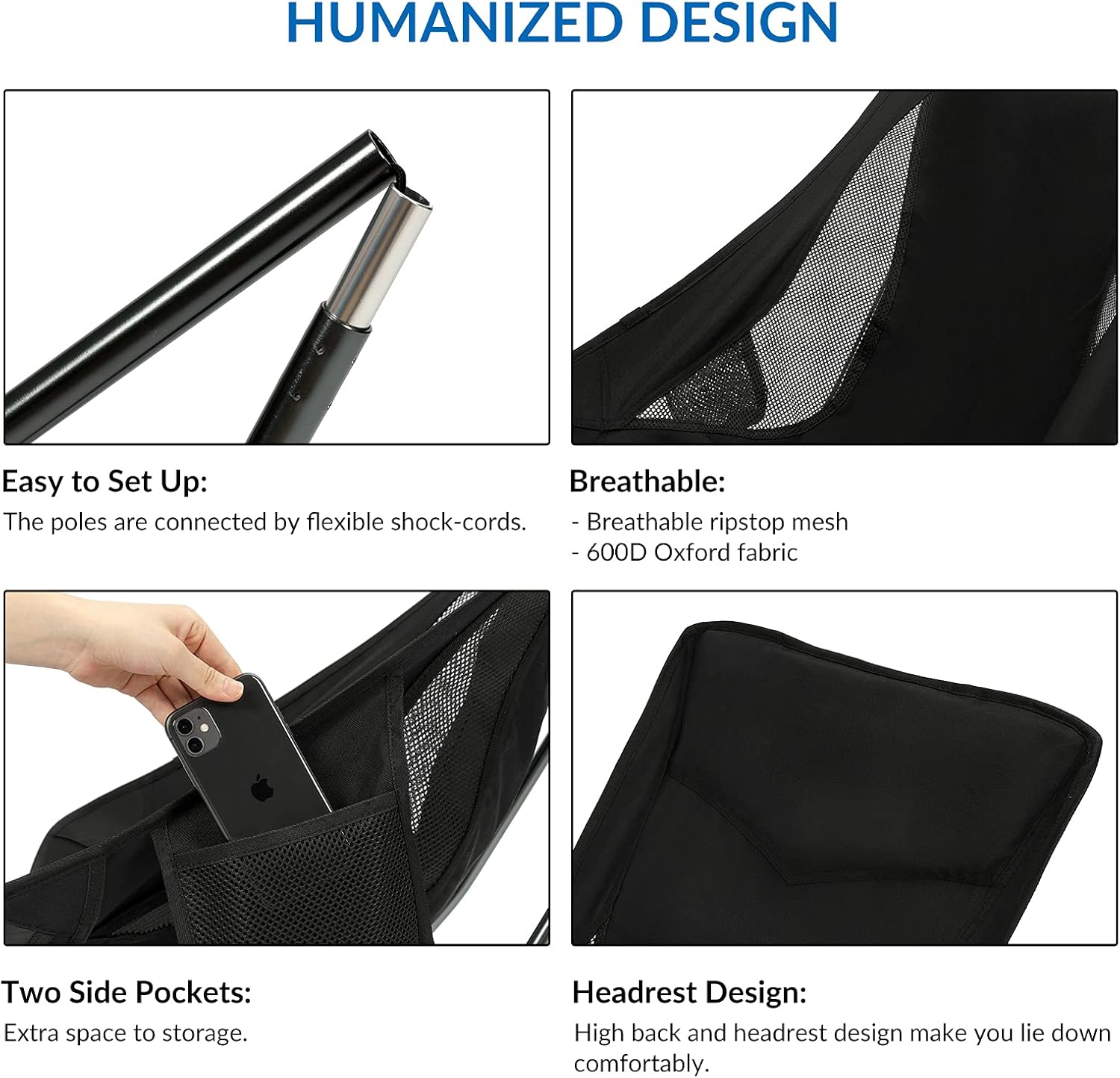 Ultralight High Back Camping Chair Foldable Aluminium Seat