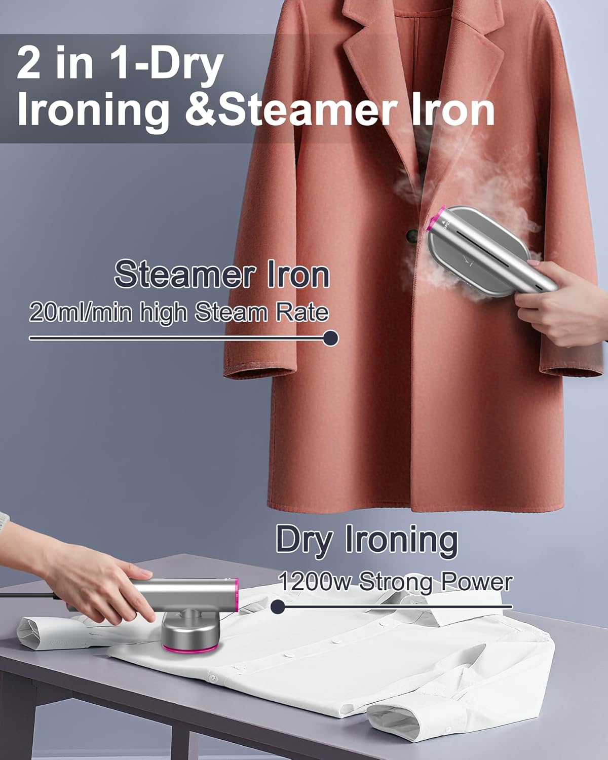 Travel Garment Steamer Portable Fast Heat Wrinkle Remover Dual Voltage