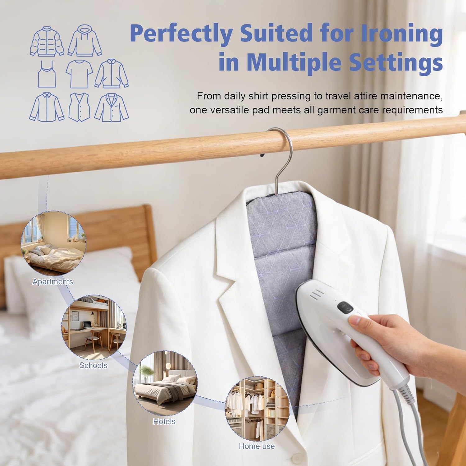 Foldable Garment Steamer Board Hanging Ironing Pad 360° Hook