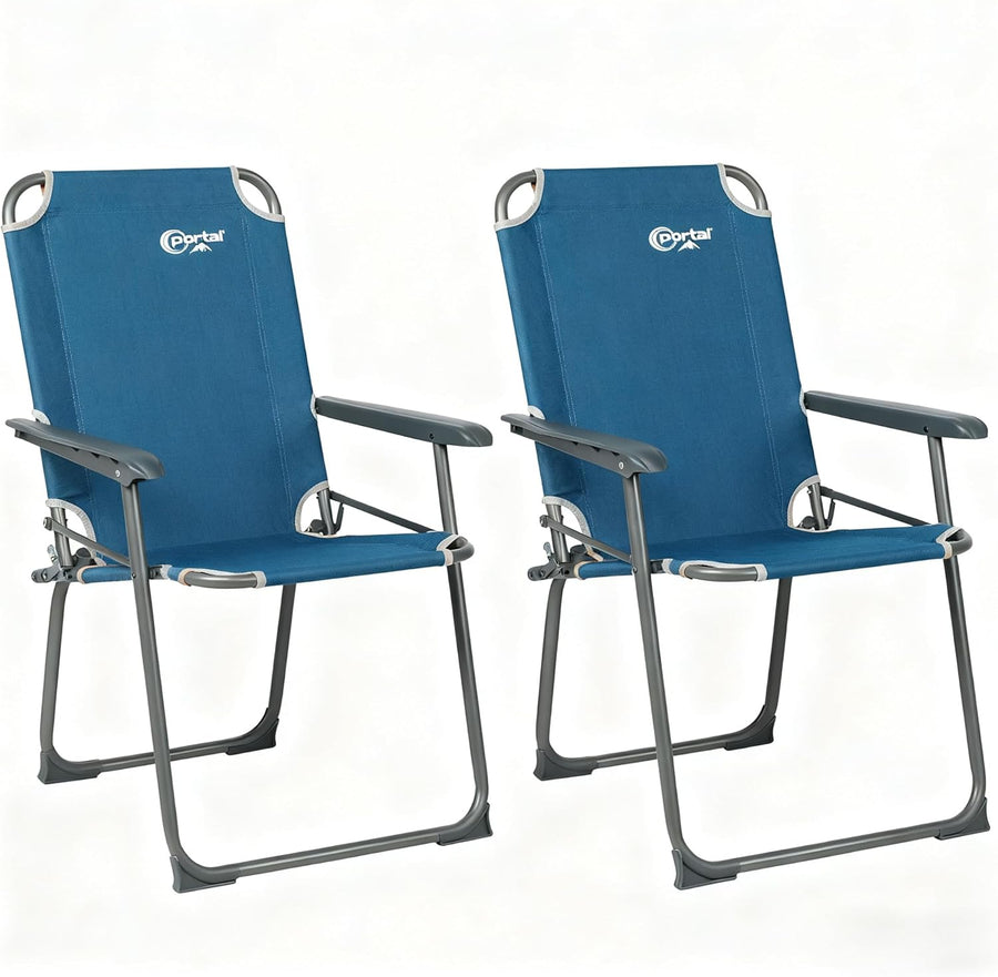 Set of 2 Lightweight Folding Camping Chairs Blue