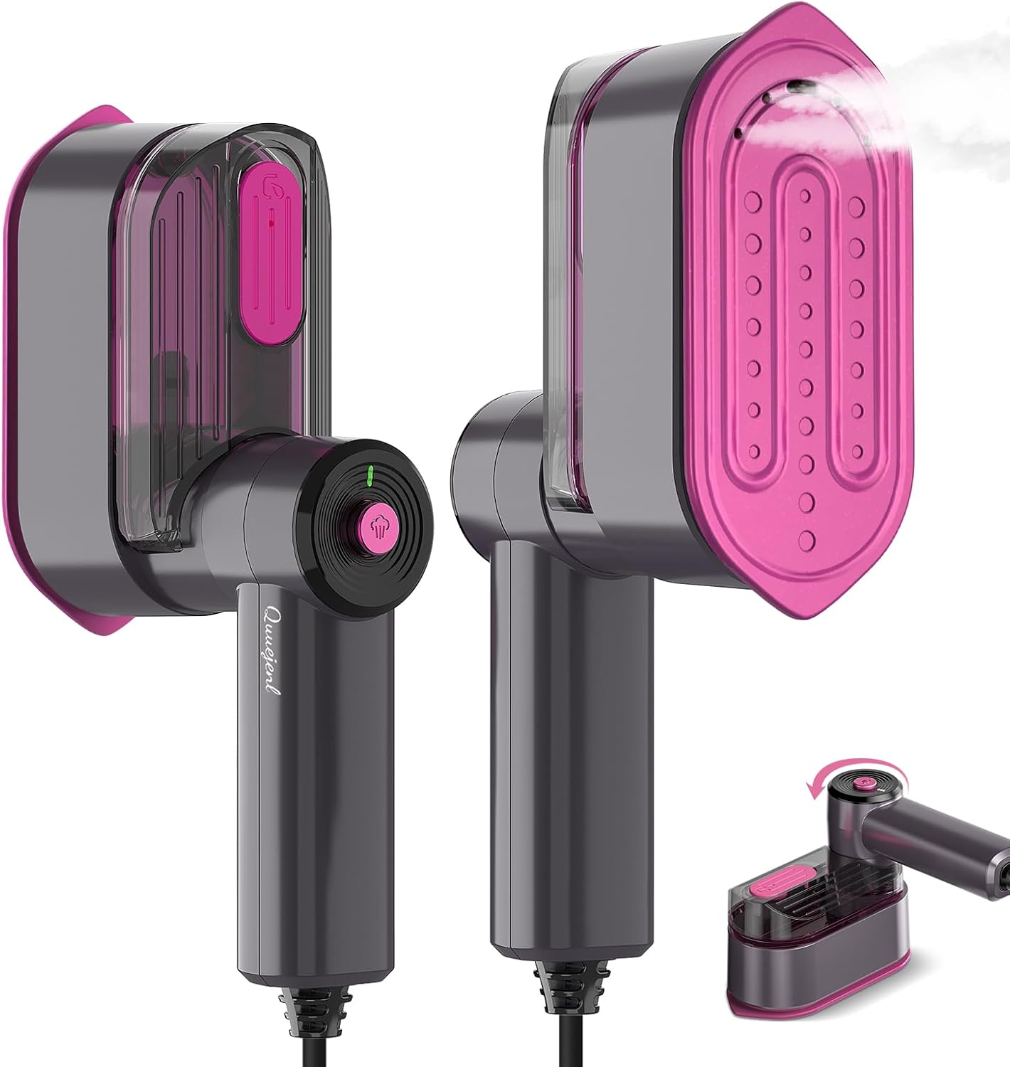 Mini Travel Garment Steamer 2in1 Fast Heat 10s Foldable Iron
