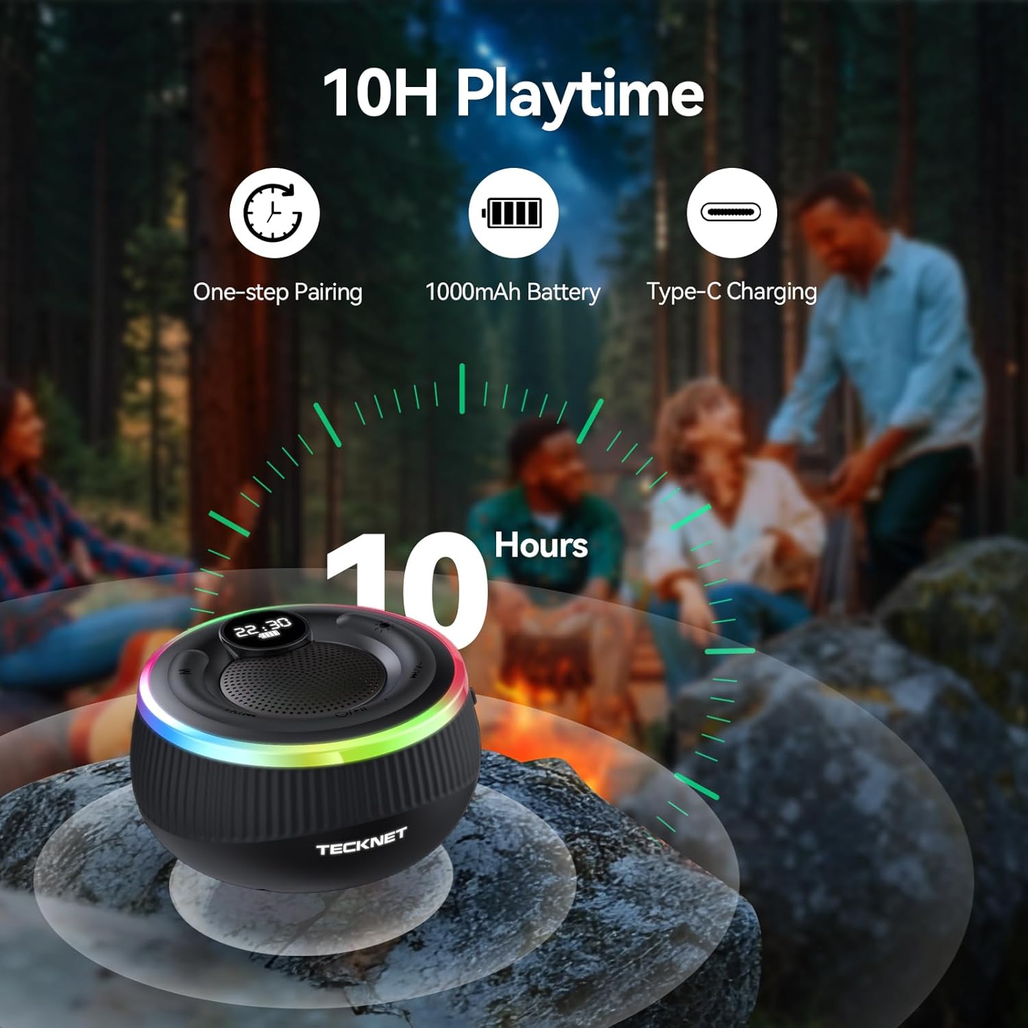Bluetooth Shower Speaker Waterproof IPX7 Suction Cup RGB