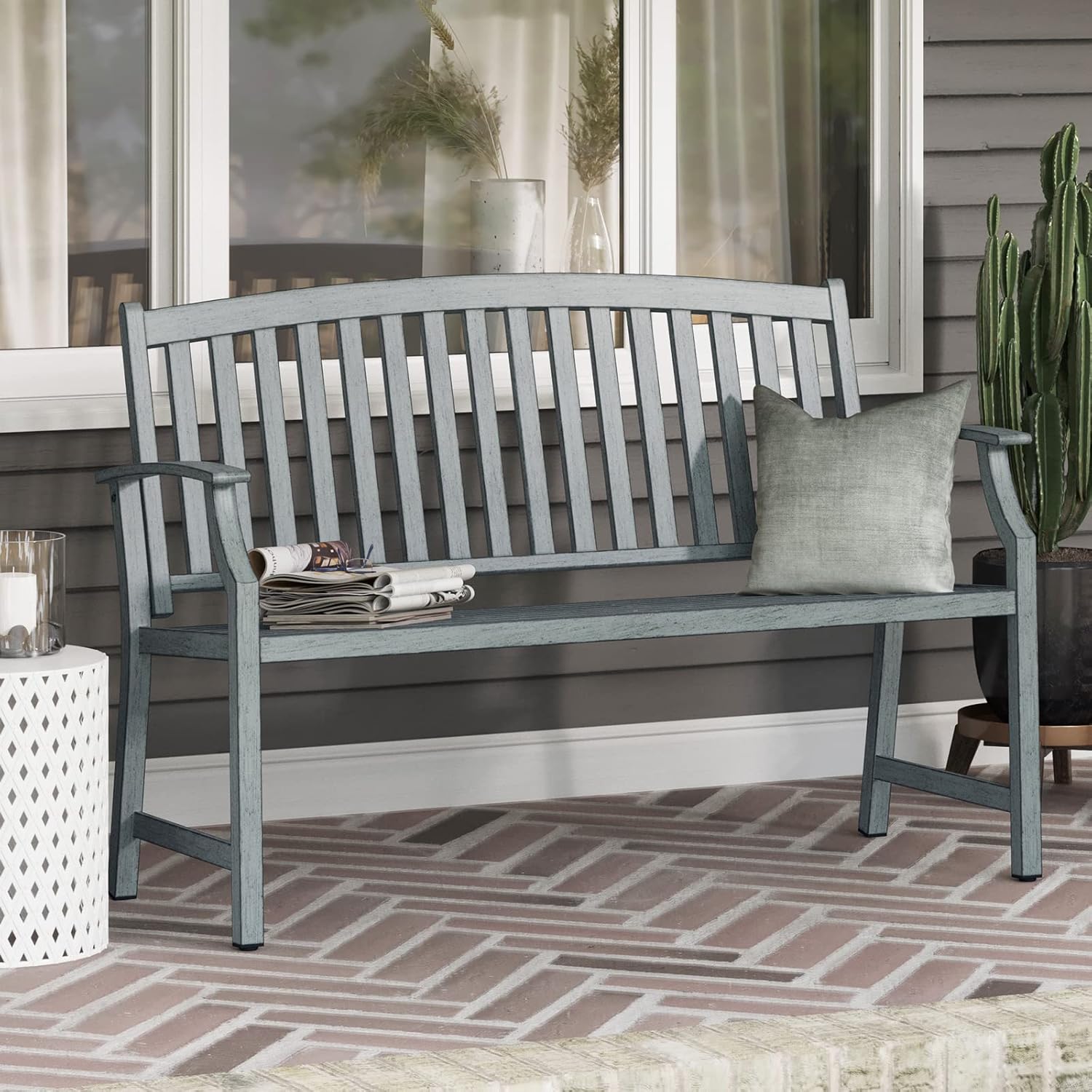 Metal Garden Bench 128cm Outdoor Patio Park Seat Rust Resistant
