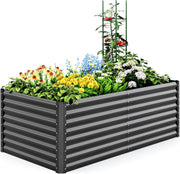 Large Galvanized Raised Garden Bed 180x90cm with Tomato Cages