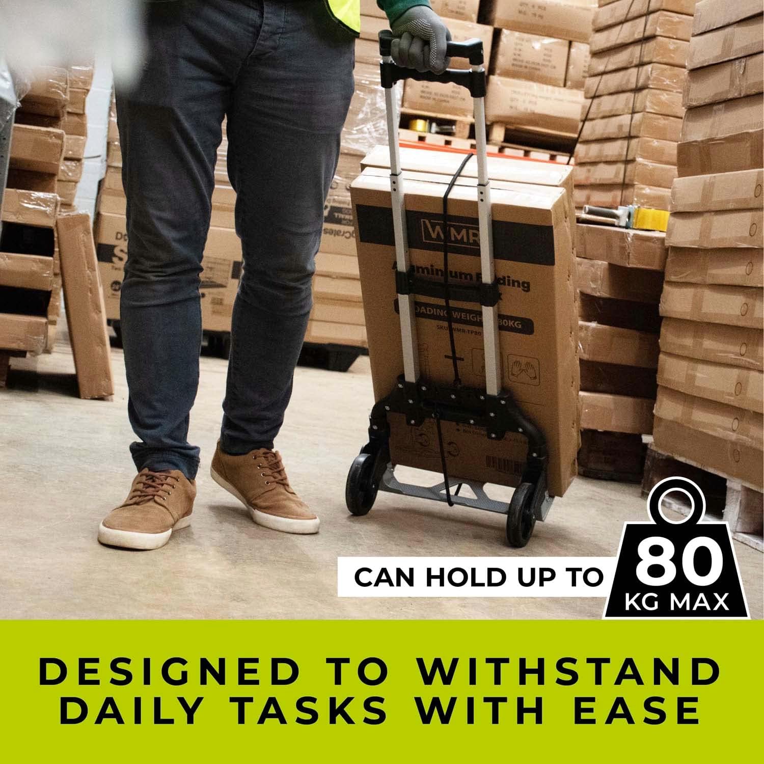 Heavy Duty Folding Hand Truck Trolley 80KG Aluminium