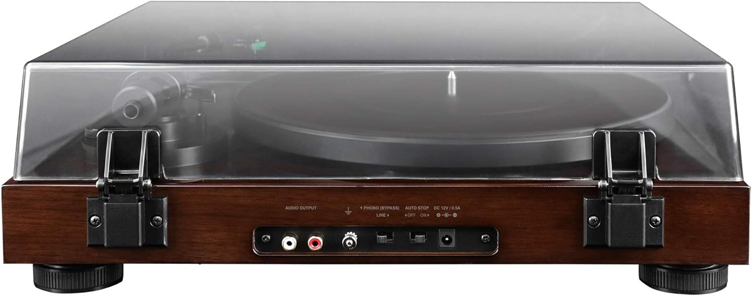 High-Fidelity Walnut Belt-Drive Vinyl Turntable with Built-In Preamp