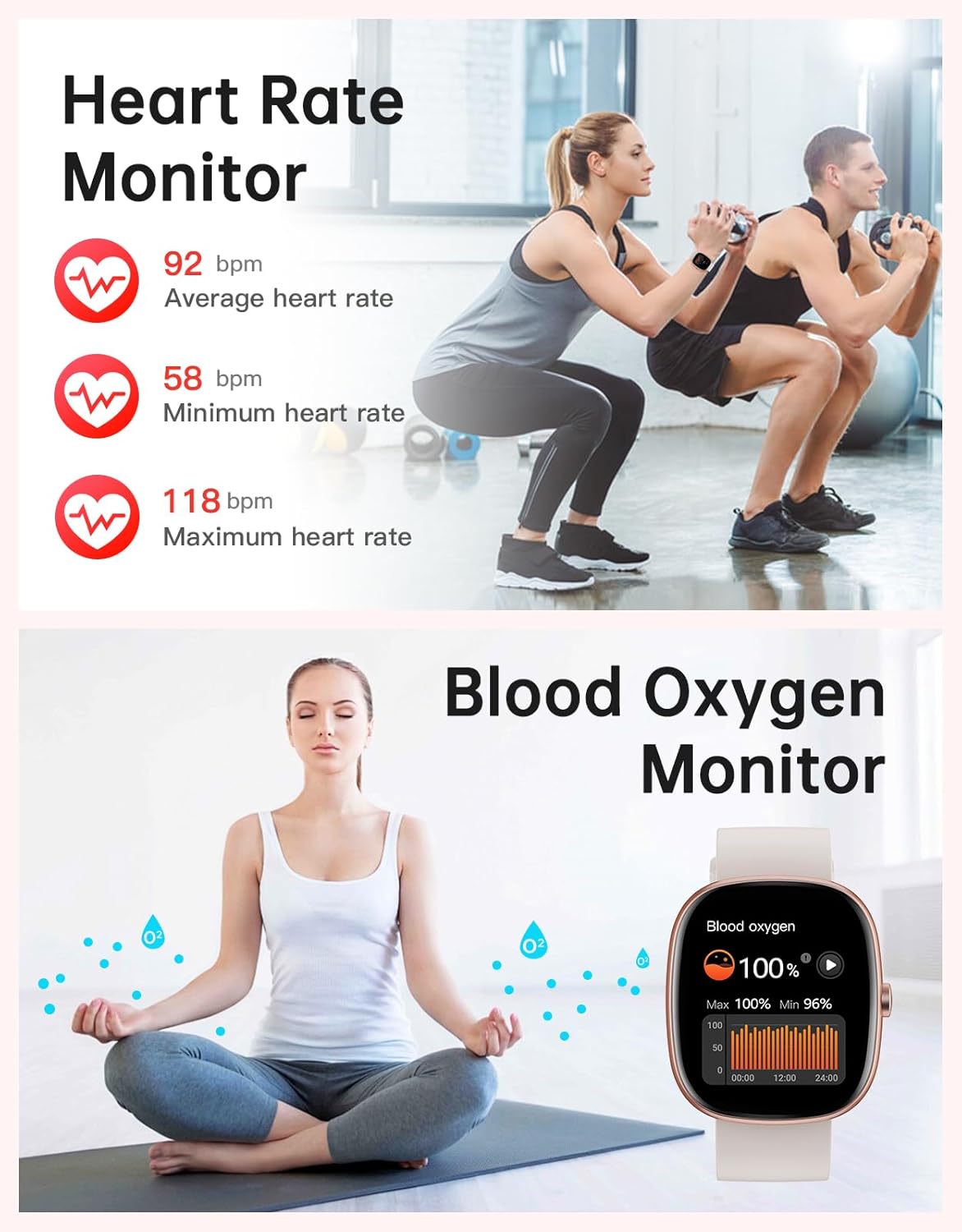 Women Smart Watch Bluetooth Call 100 Sports Fitness Tracker