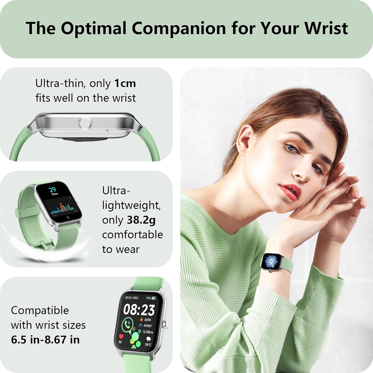 Smart Watch Bluetooth Call Alexa Fitness Tracker Green