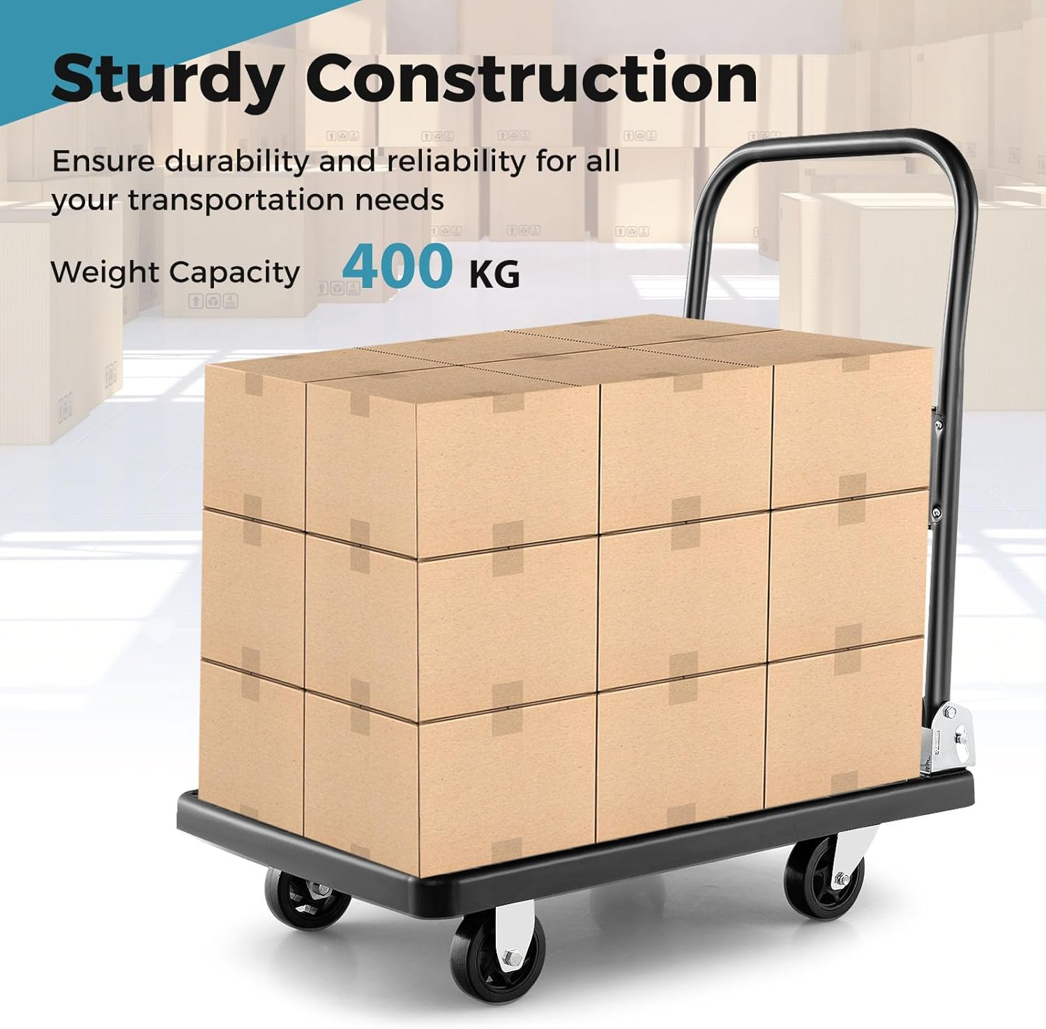 400KG Folding Platform Trolley Heavy Duty Flatbed Push Cart