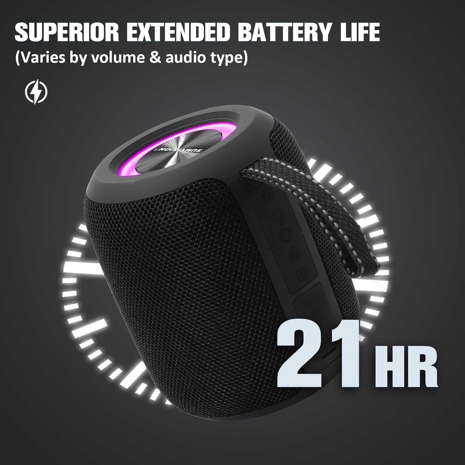 Portable Bluetooth Speaker 16W Stereo RGB Lights 21H Battery TWS