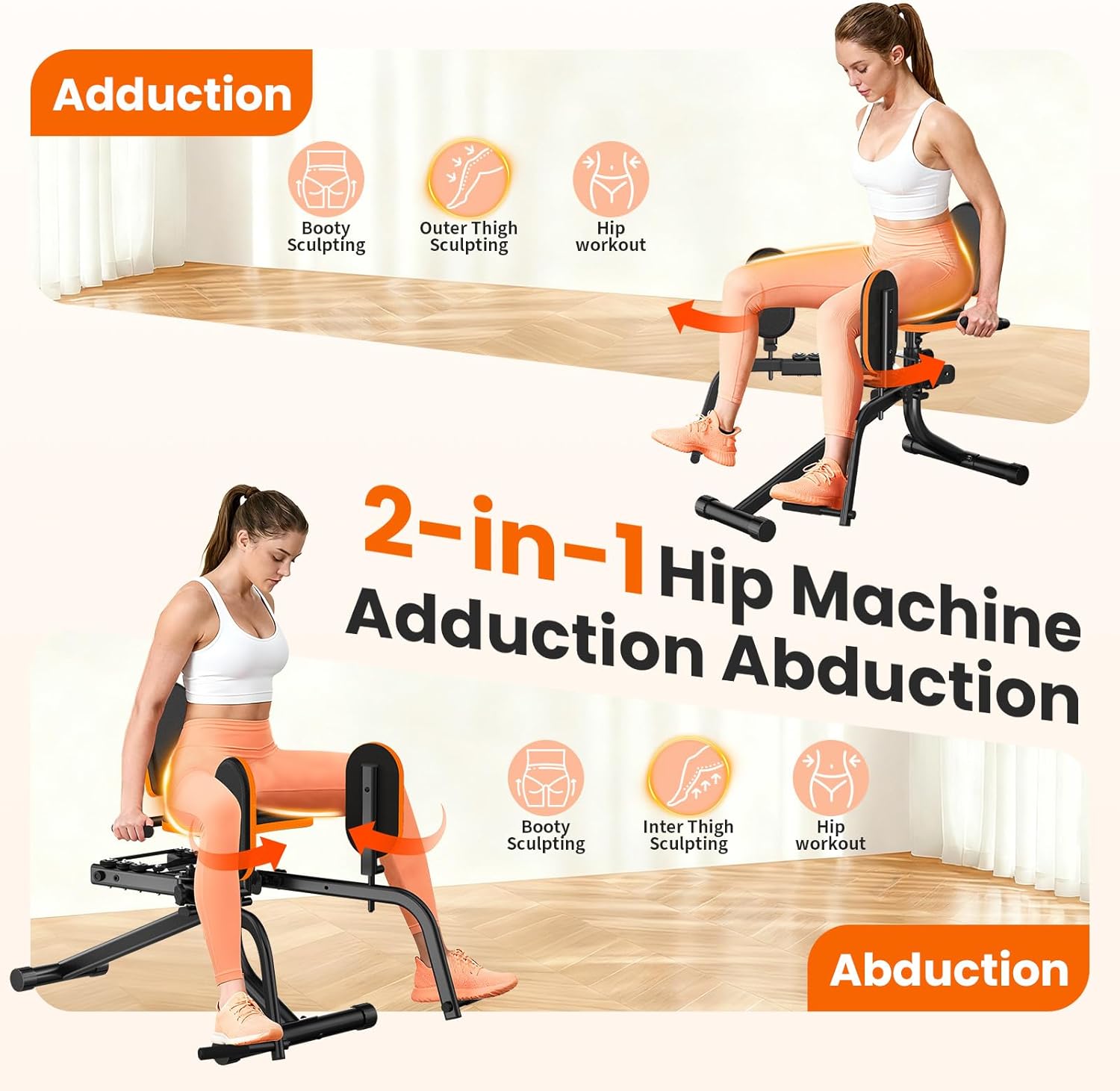 Hip Abductor Machine Adjustable Inner Thigh Glute Trainer
