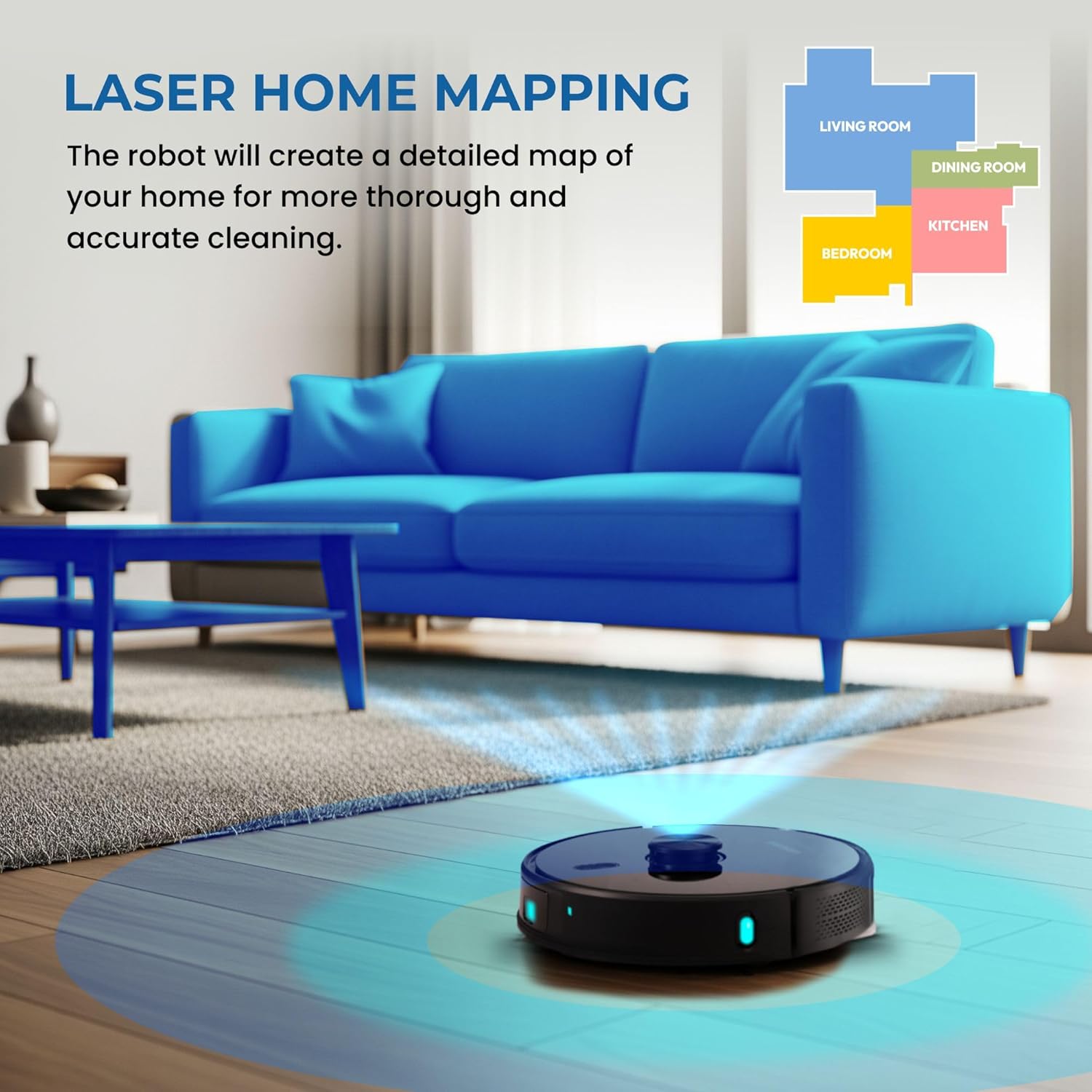 Robot Vacuum Mop 6500Pa Self Empty LiDAR Mapping App Control