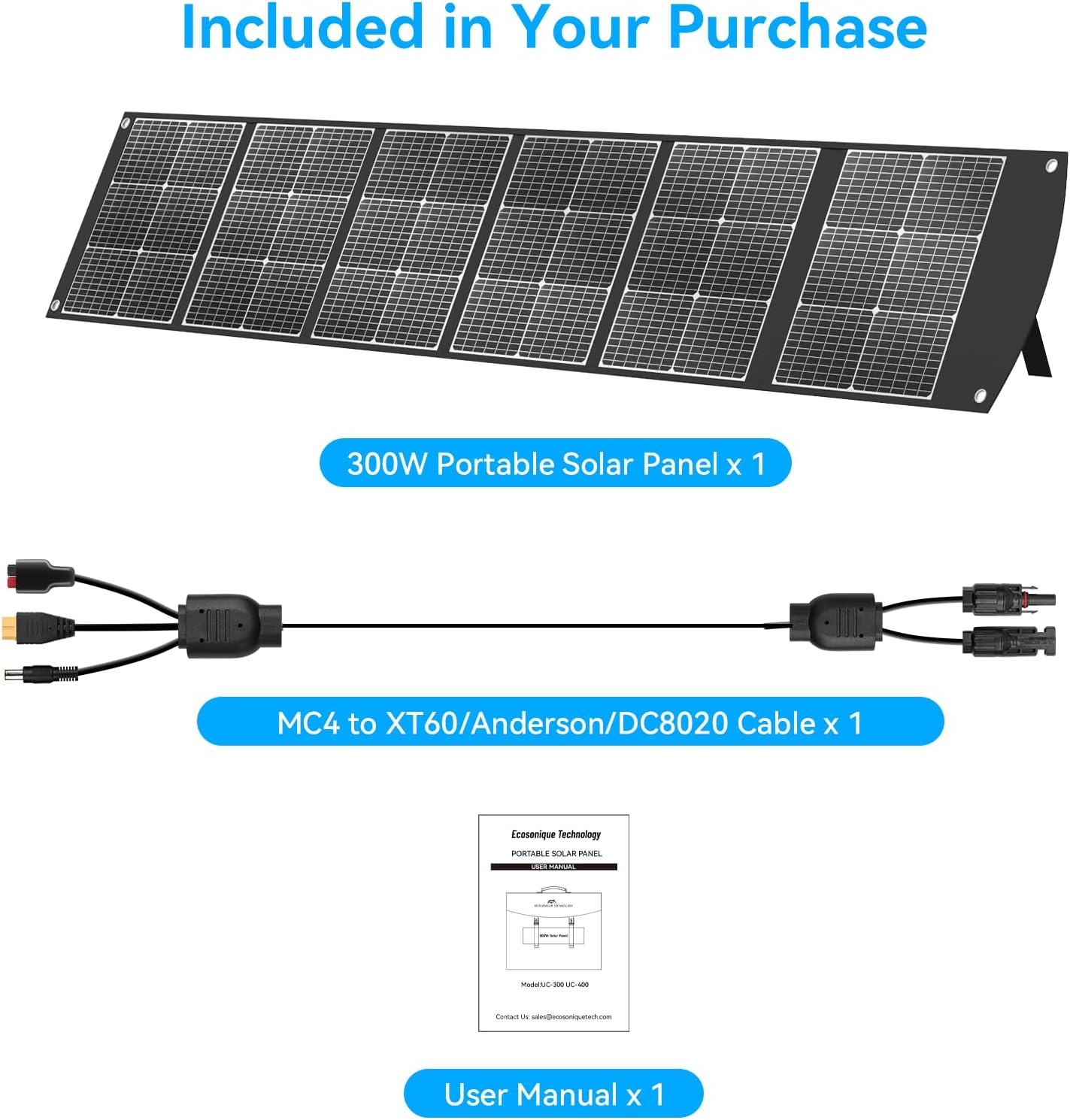 300W Foldable Solar Panel Suitcase MC4 Camping RV Charger