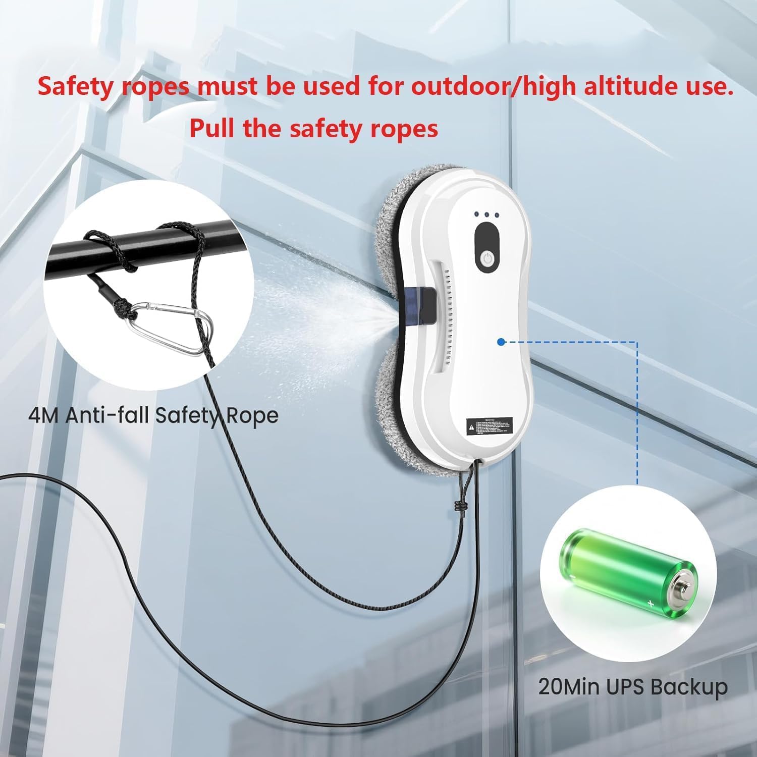 Window Cleaning Robot 5600Pa Smart Spray AI Glass Cleaner Remote
