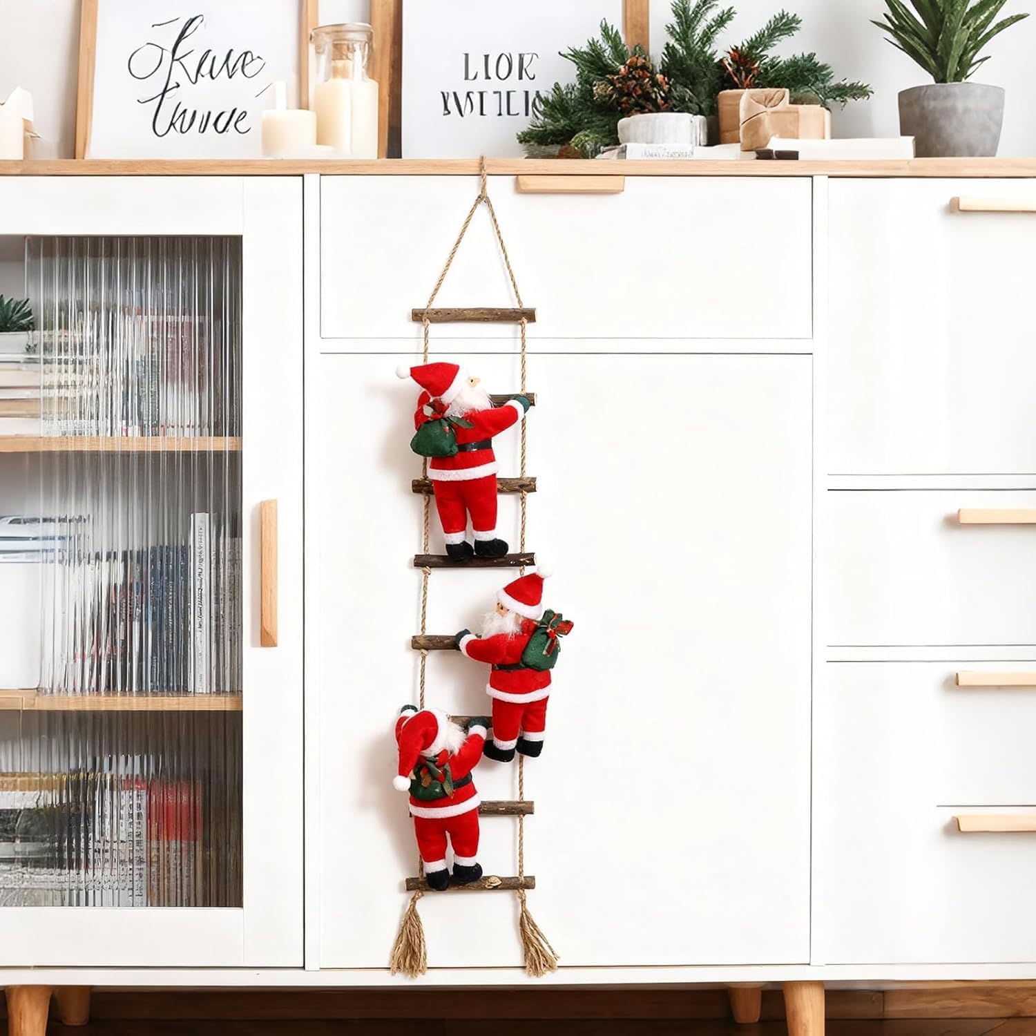 Mini Rope Ladder 2pcs Wooden Hemp Ladder Decor 70cm DIY Ornament