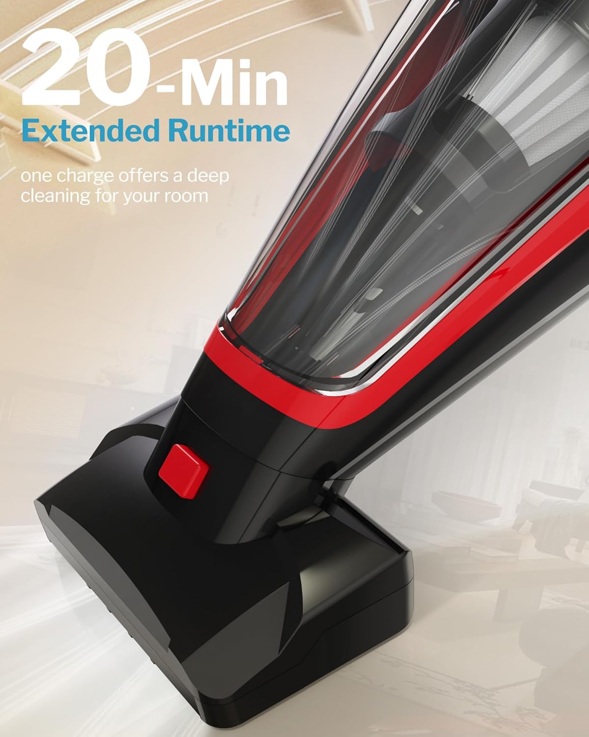 Cordless Pet Hair Handheld Vacuum HEPA Brush LED Light Red