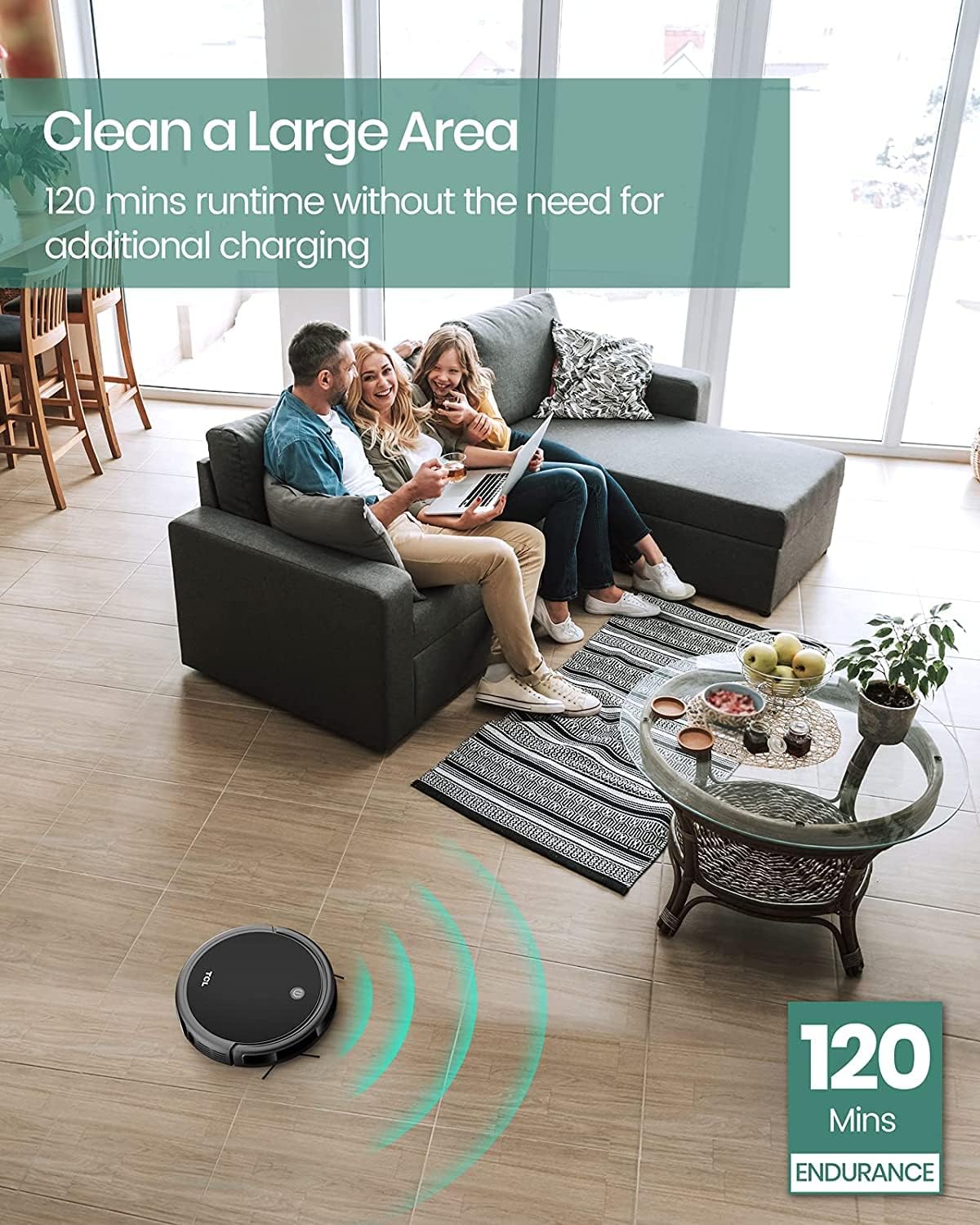 Robot Vacuum 1500Pa Slim Quiet Auto Recharge HEPA Filter