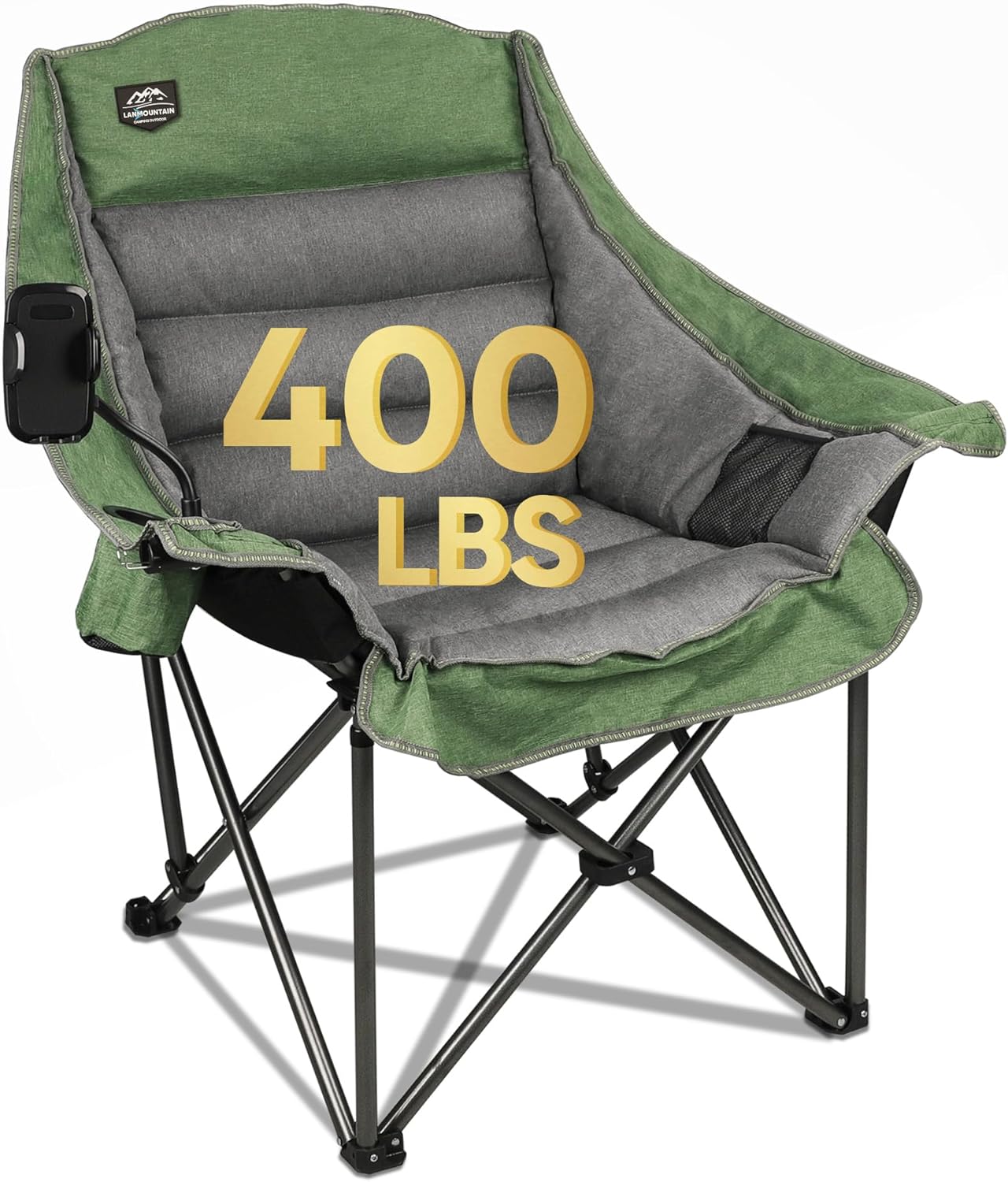 XL Oversized Folding Camping Chair Heavy Duty 400lbs Green