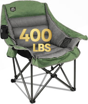 XL Oversized Folding Camping Chair Heavy Duty 400lbs Green