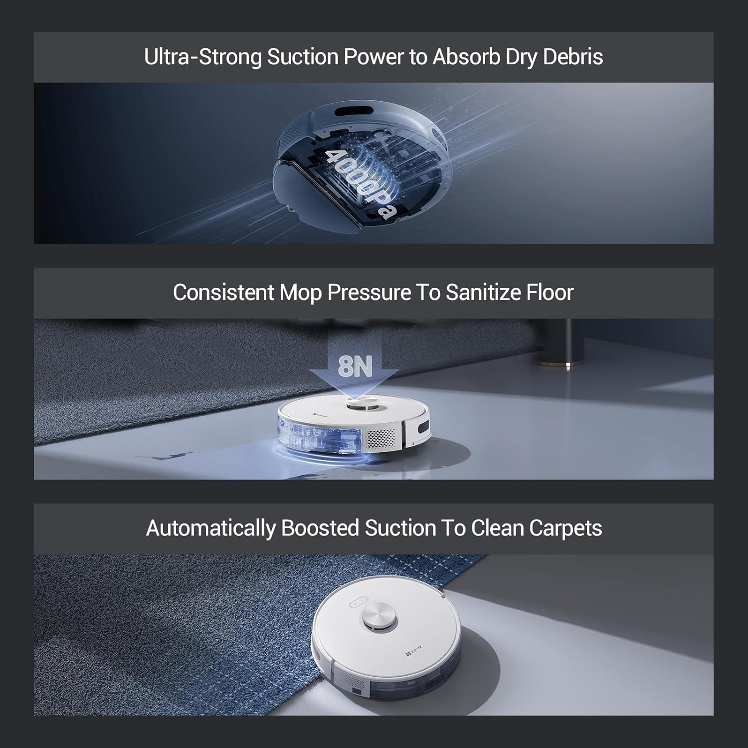 Robot Vacuum Self Empty 4000Pa LiDAR Mapping WiFi App Pet Hair