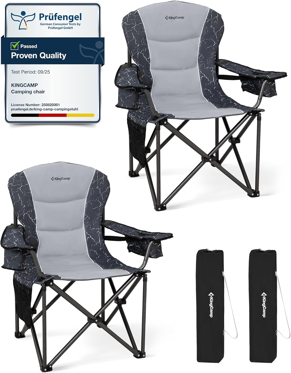 Oversized Camping Chair 450 LBS Folding Seat with Lumbar Cooler