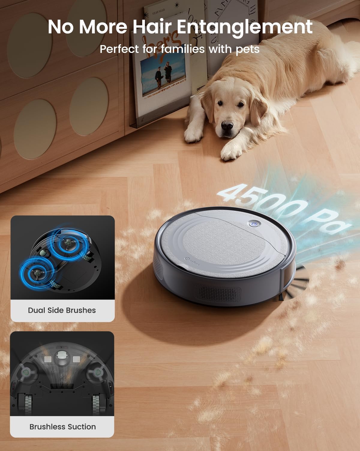 Robot Vacuum 4500Pa Slim 7.9cm Pet Hair Smart Cleaner