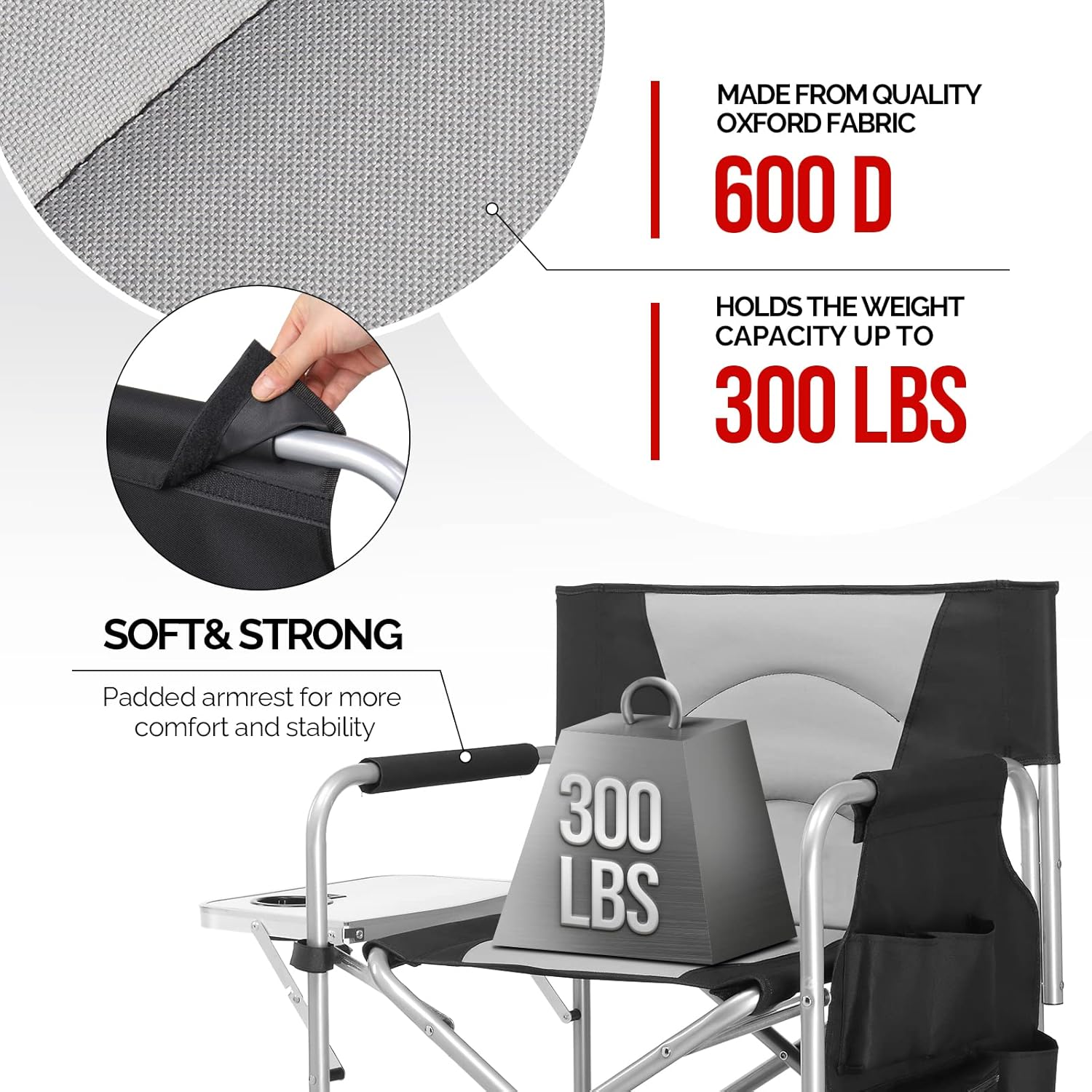 Directors Chair Folding Makeup Chair Side Table Storage