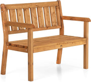2 Seater Wooden Garden Bench Patio Outdoor Chair Brown 109cm