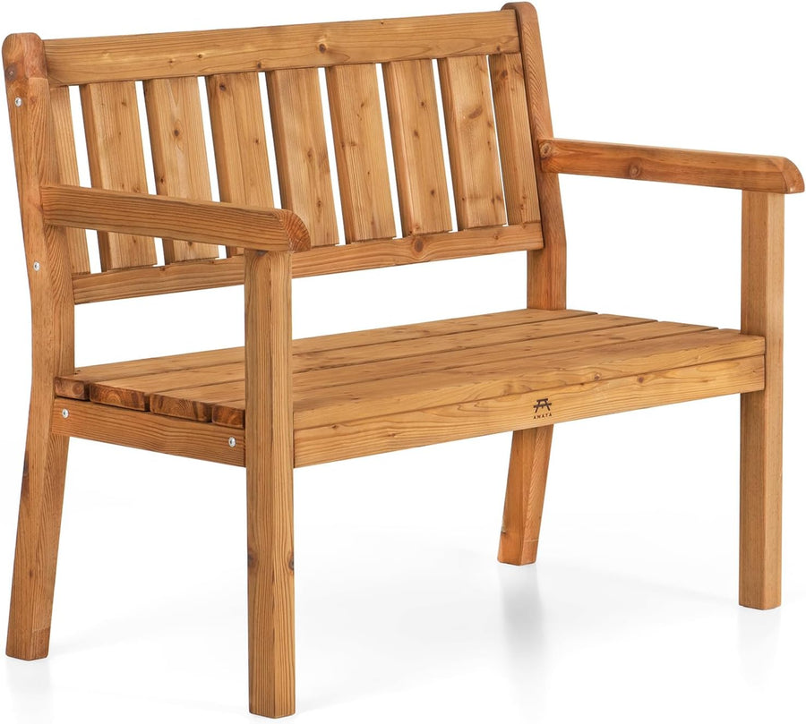 2 Seater Wooden Garden Bench Patio Outdoor Chair Brown 109cm